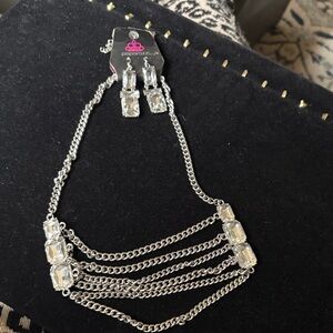 Paparazzi Silver Chain Necklace with Clear Accents